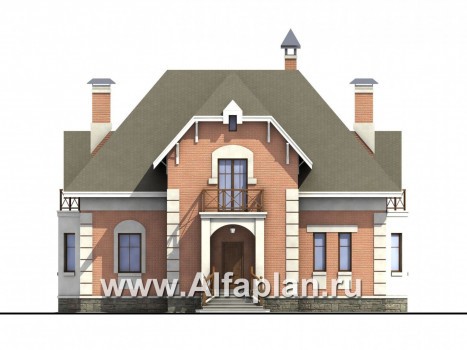 Проекты домов Альфаплан - «Ноблесса»  - коттедж в стиле «Петровское барокко» - превью фасада №1