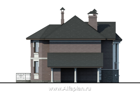Проекты домов Альфаплан - «Монплезир»- изысканный коттедж с навесом для авто - превью фасада №3