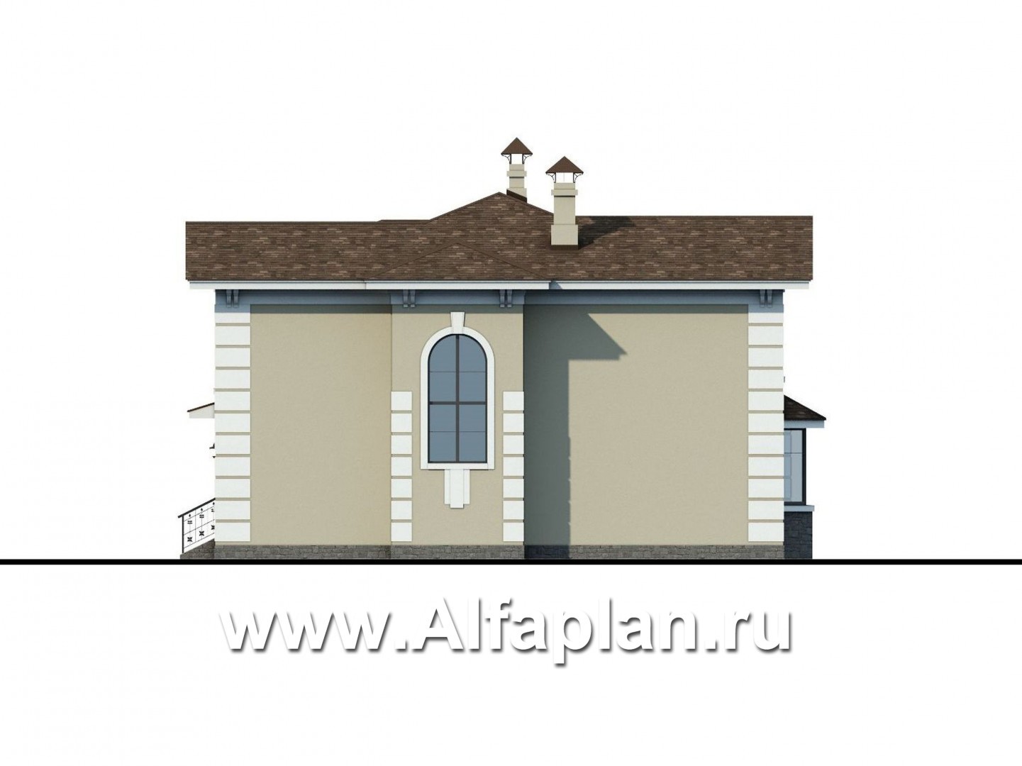 Проекты домов Альфаплан - «Репутация»-классический дом на две семьи - изображение фасада №2