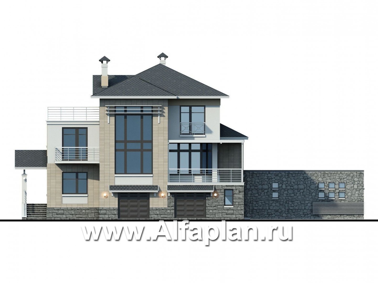 Проекты домов Альфаплан - Бассейн для загородных домов 77А,Б, 94А, 134Б, 394А - изображение фасада №1
