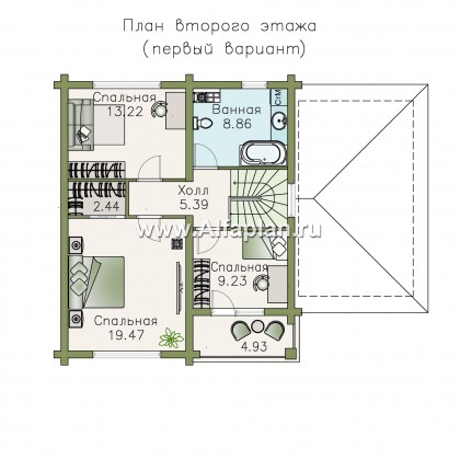 Проекты домов Альфаплан - «АльфаВУД» - проект двухэтажного дома, из газобетона и клееного бруса, с террасой и навесом для авто - превью плана проекта №2