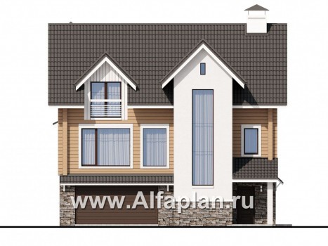 Проекты домов Альфаплан - «АльфаВУД» - превью фасада №1