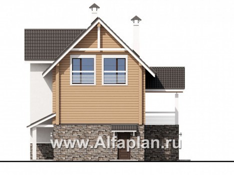 Проекты домов Альфаплан - «АльфаВУД» - превью фасада №2