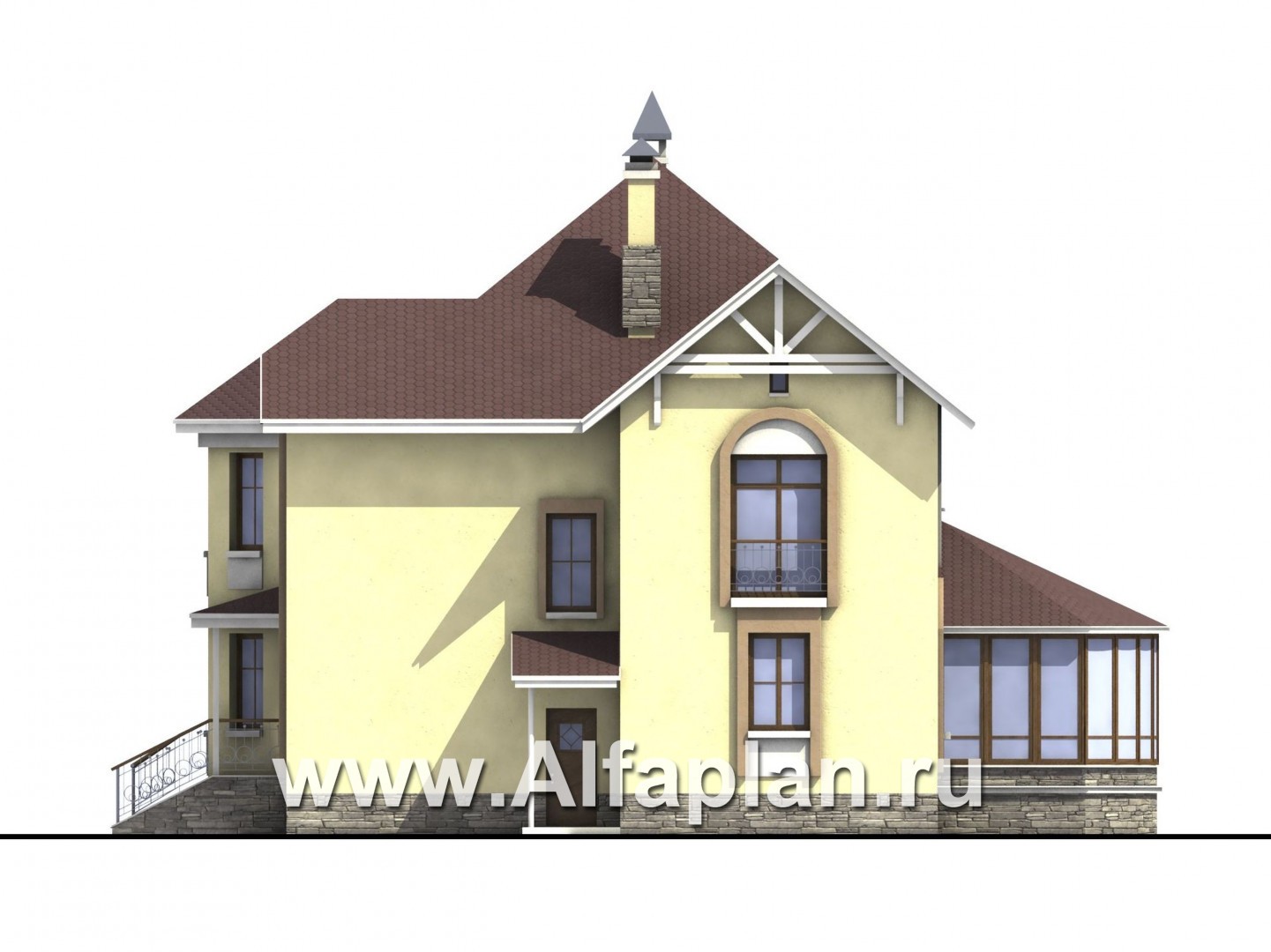 Проекты домов Альфаплан - «Амбиент» - загородный дом с эркером - изображение фасада №2