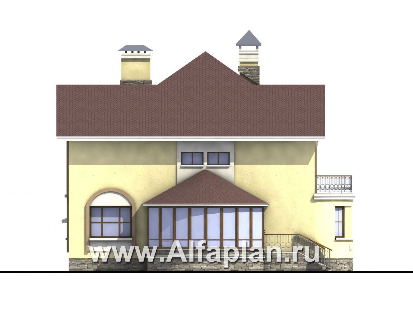 Проекты домов Альфаплан - «Амбиент» - загородный дом с эркером - изображение фасада №4