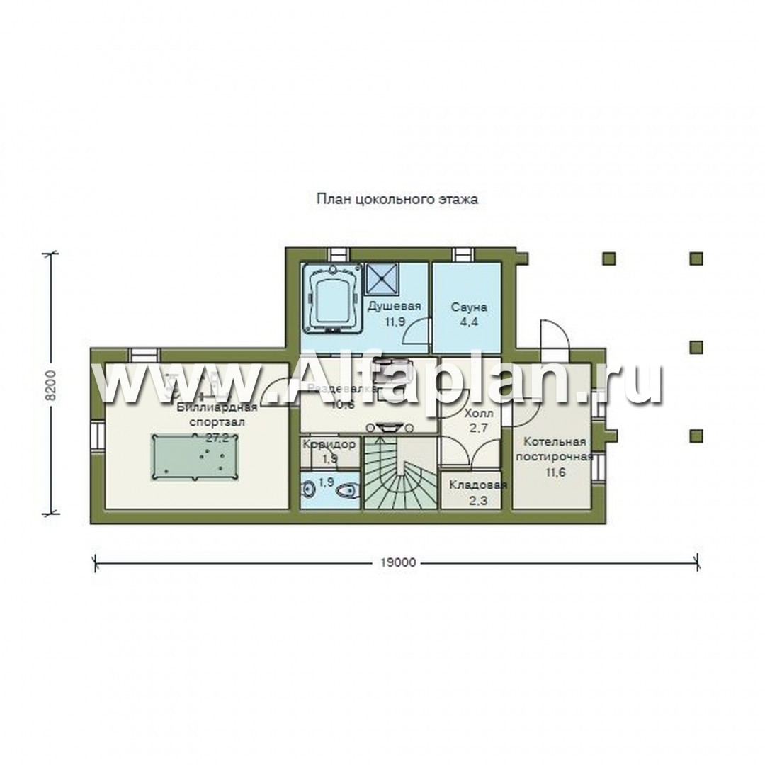 Проекты домов Альфаплан - «Яблоко» - дом для узкого участка с рельефом - план проекта №1