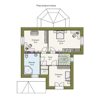 Проекты домов Альфаплан - «Ягерхаус» — проект двухэтажного дома с пирамидальной кровлей, с террасой, в стиле Петровское барокко - превью плана проекта №2