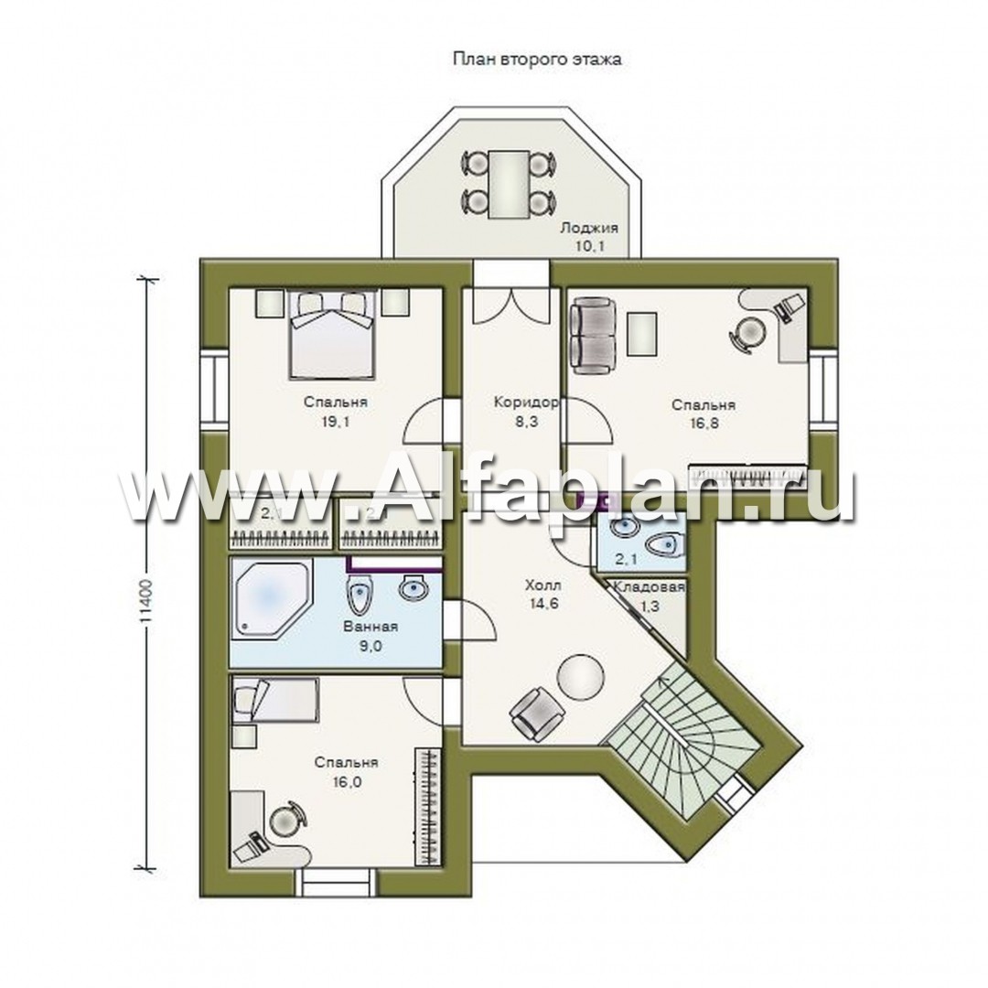 Проекты домов Альфаплан - «Баттерфляй» - коттедж для углового участка - изображение плана проекта №2