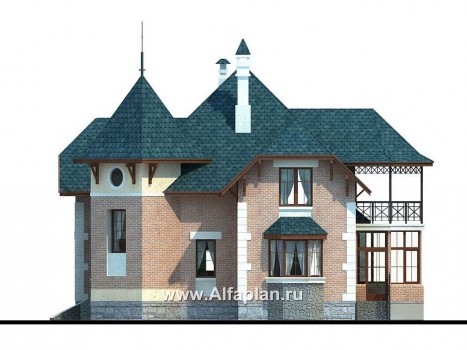 Проекты домов Альфаплан - «Баттерфляй» - коттедж для углового участка - превью фасада №2