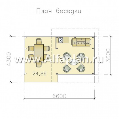 Проект современной беседки, летняя кухня - превью план дома