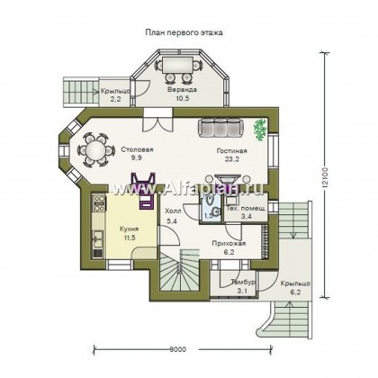 Проекты домов Альфаплан - «Шале Малек» - компактный загородный дом для небольшого участка - превью плана проекта №1