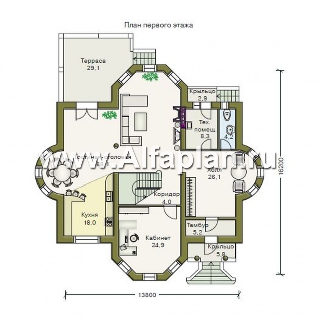 Проекты домов Альфаплан - «Белта» - респектабельный двухэтажный особняк - план проекта №1