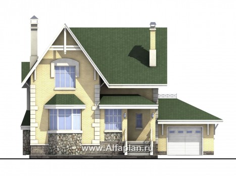 «Ретростилиса» - проект двухэтажного дома с гаражом, в английском стиле - превью фасада дома