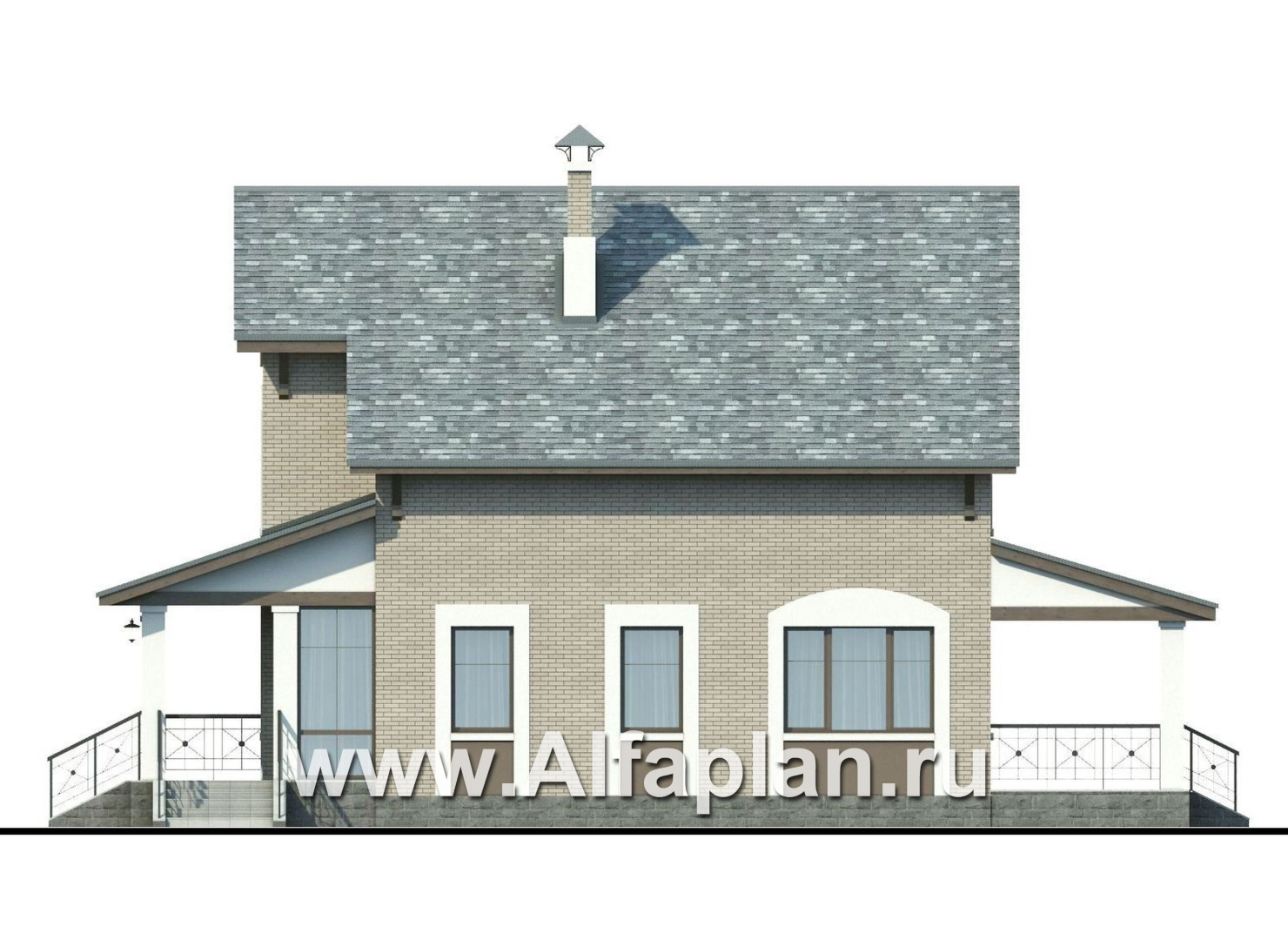 Проекты домов Альфаплан - «Белая ночь»- дом с компактным и комфортным планом - изображение фасада №2