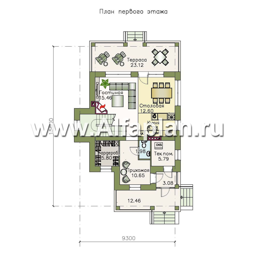 Проекты домов Альфаплан - «Белая ночь»- дом с компактным и комфортным планом - изображение плана проекта №1