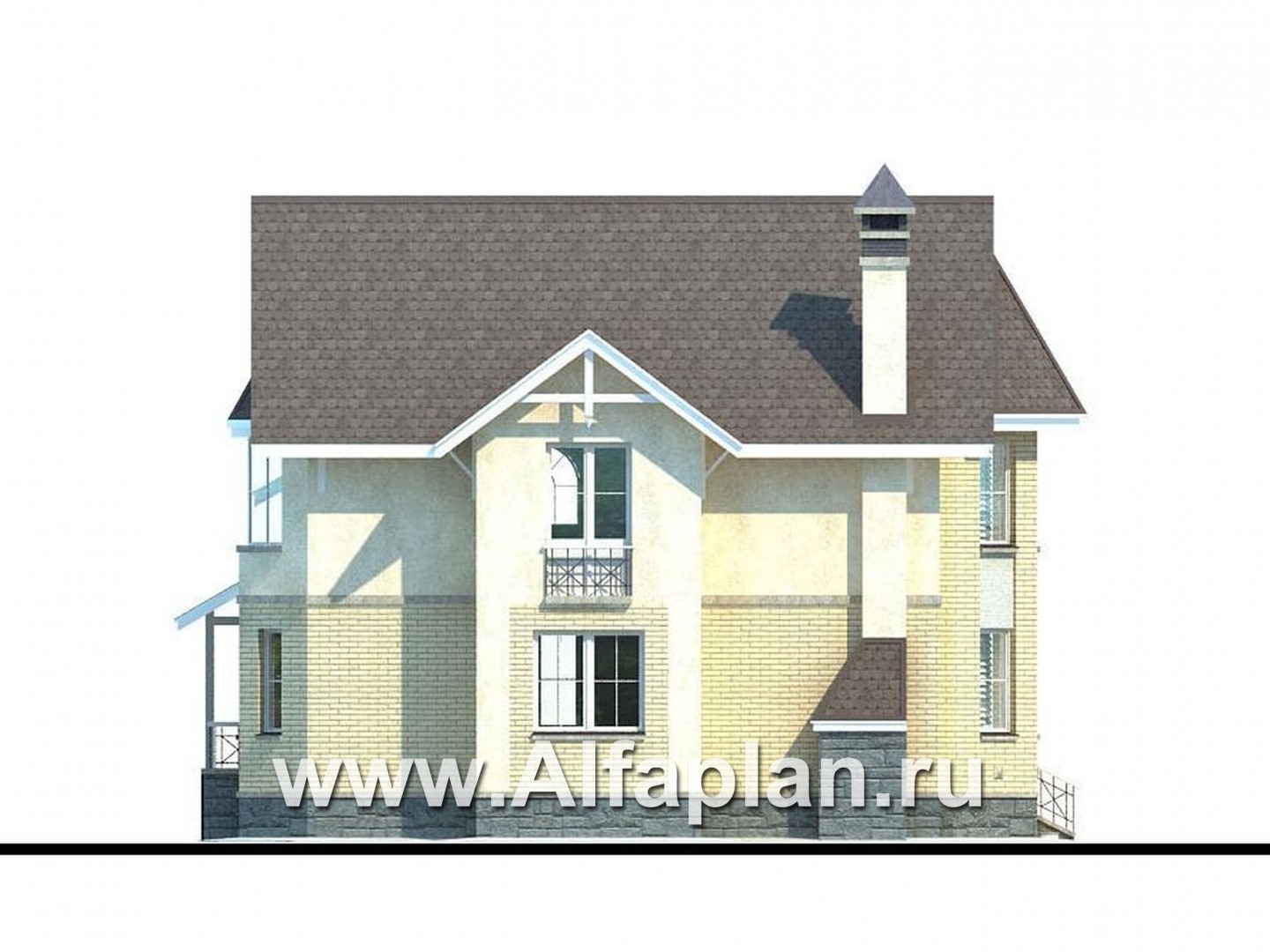 Проекты домов Альфаплан - «Фортуна» - экономичный и компактный загородный дом - изображение фасада №3