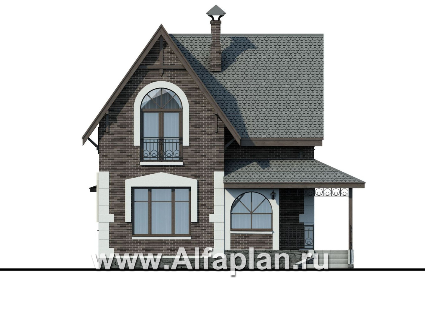 Проекты домов Альфаплан - Кирпичный дом «Оптима» для загородного отдыха - изображение фасада №1