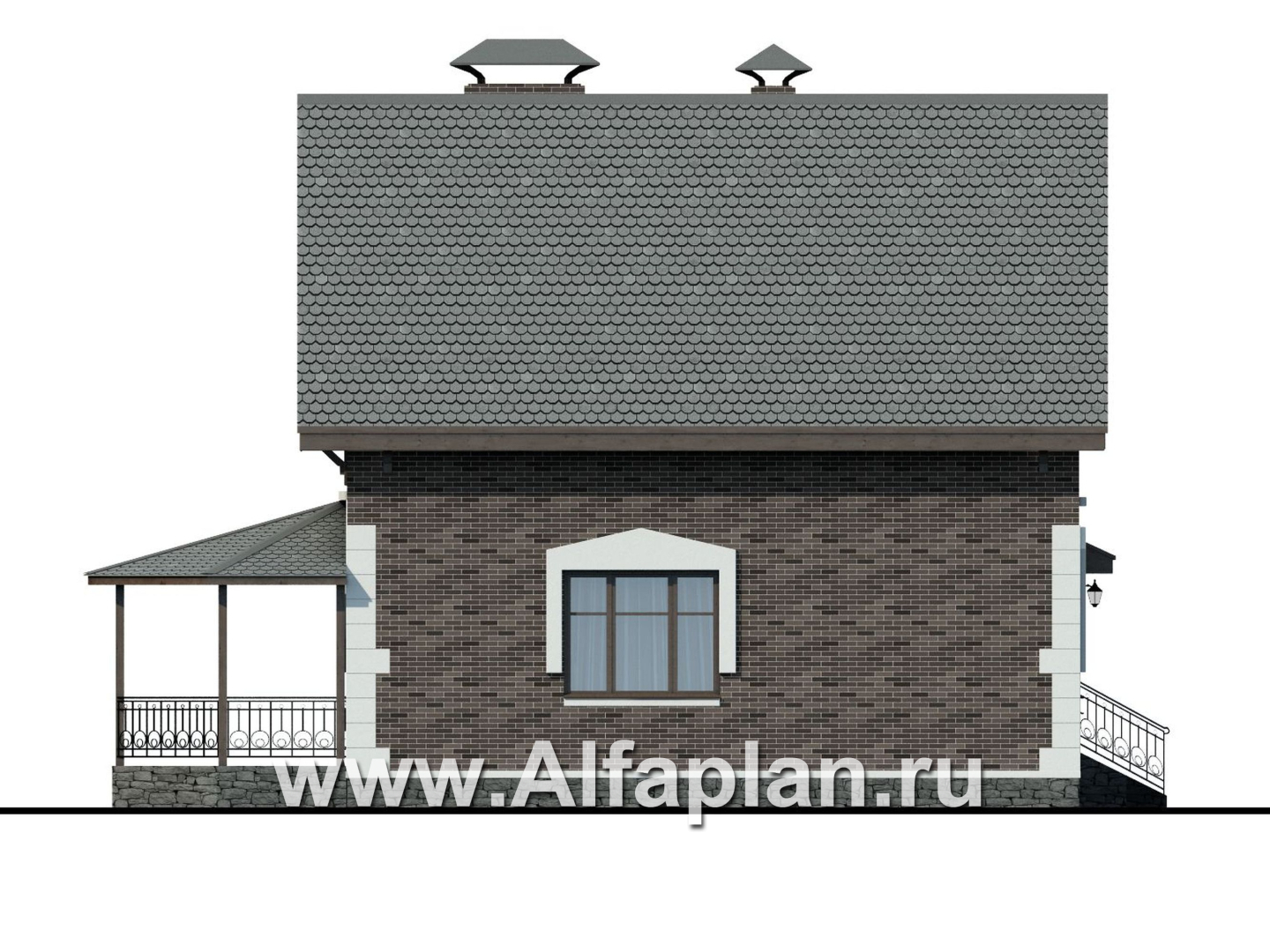 Проекты домов Альфаплан - Кирпичный дом «Оптима» для загородного отдыха - изображение фасада №3