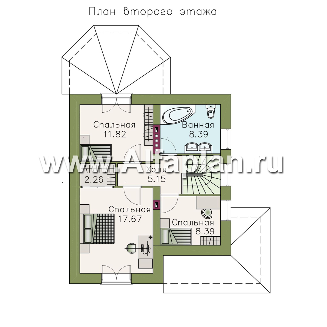 Проекты домов Альфаплан - Кирпичный дом «Оптима» для загородного отдыха - план проекта №2