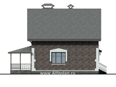 Проекты домов Альфаплан - Кирпичный дом «Оптима» для загородного отдыха - превью фасада №3