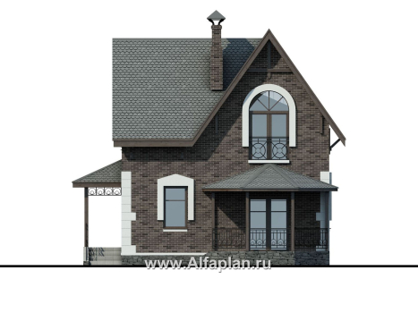 Проекты домов Альфаплан - Кирпичный дом «Оптима» для загородного отдыха - превью фасада №4