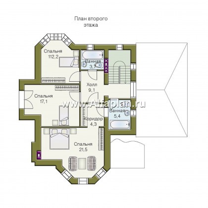 Проекты домов Альфаплан - «Фортуна» - небольшой загородный дом - превью плана проекта №3
