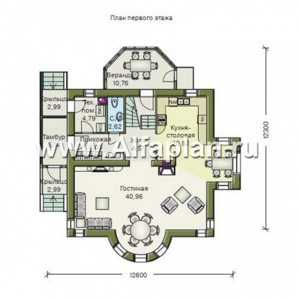 Проекты домов Альфаплан - «Петит» - проект двухэтажного загородного дома с просторной мансардой - превью плана проекта №1
