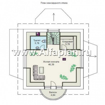 Проекты домов Альфаплан - «Петит» - проект двухэтажного загородного дома с просторной мансардой - превью плана проекта №3
