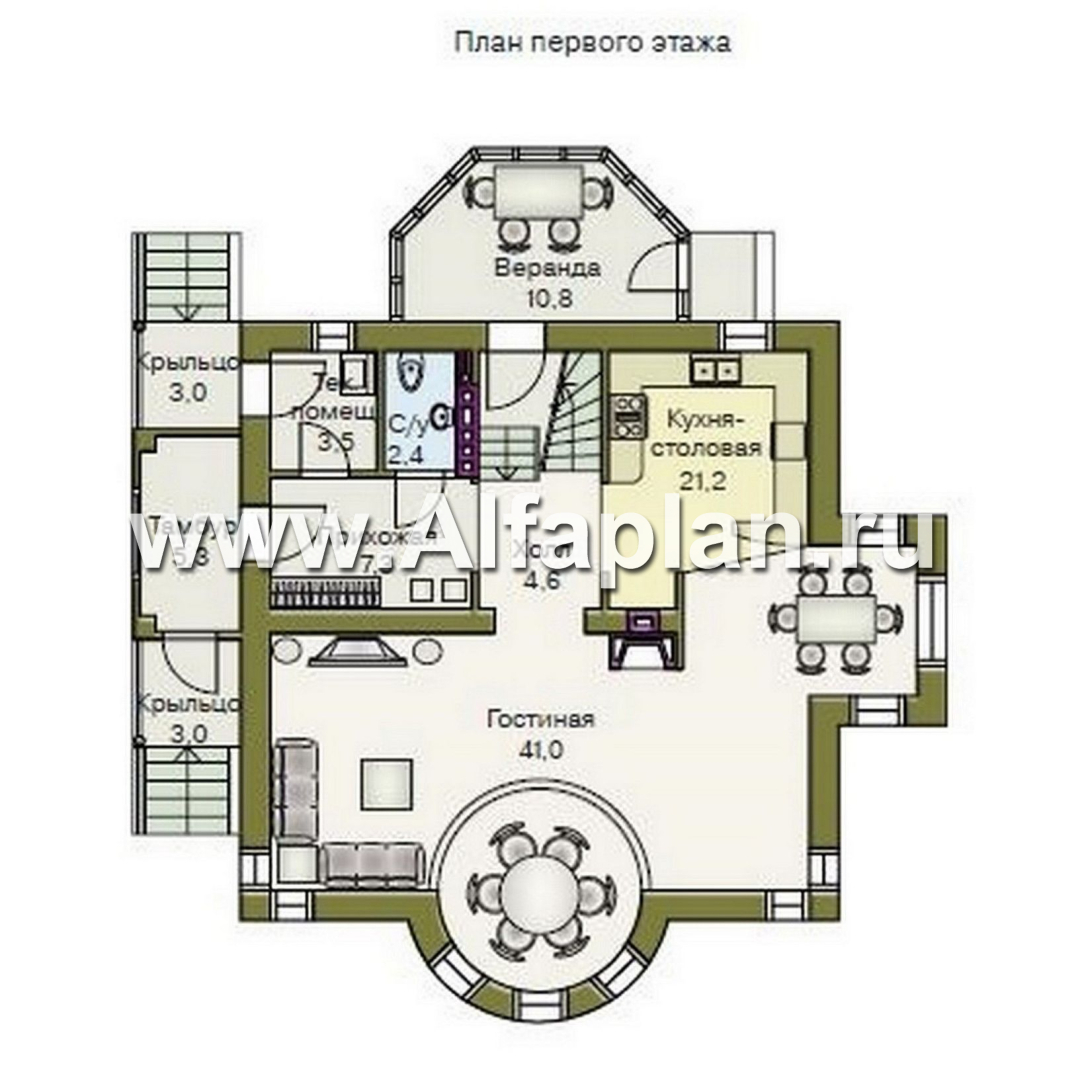 Проекты домов Альфаплан - «Петит» - проект дома с полукруглым эркером - изображение плана проекта №1