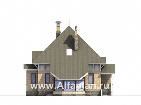 Проекты домов Альфаплан - «Петит» - проект коттеджа с пирамидальной кровлей - превью фасада №4