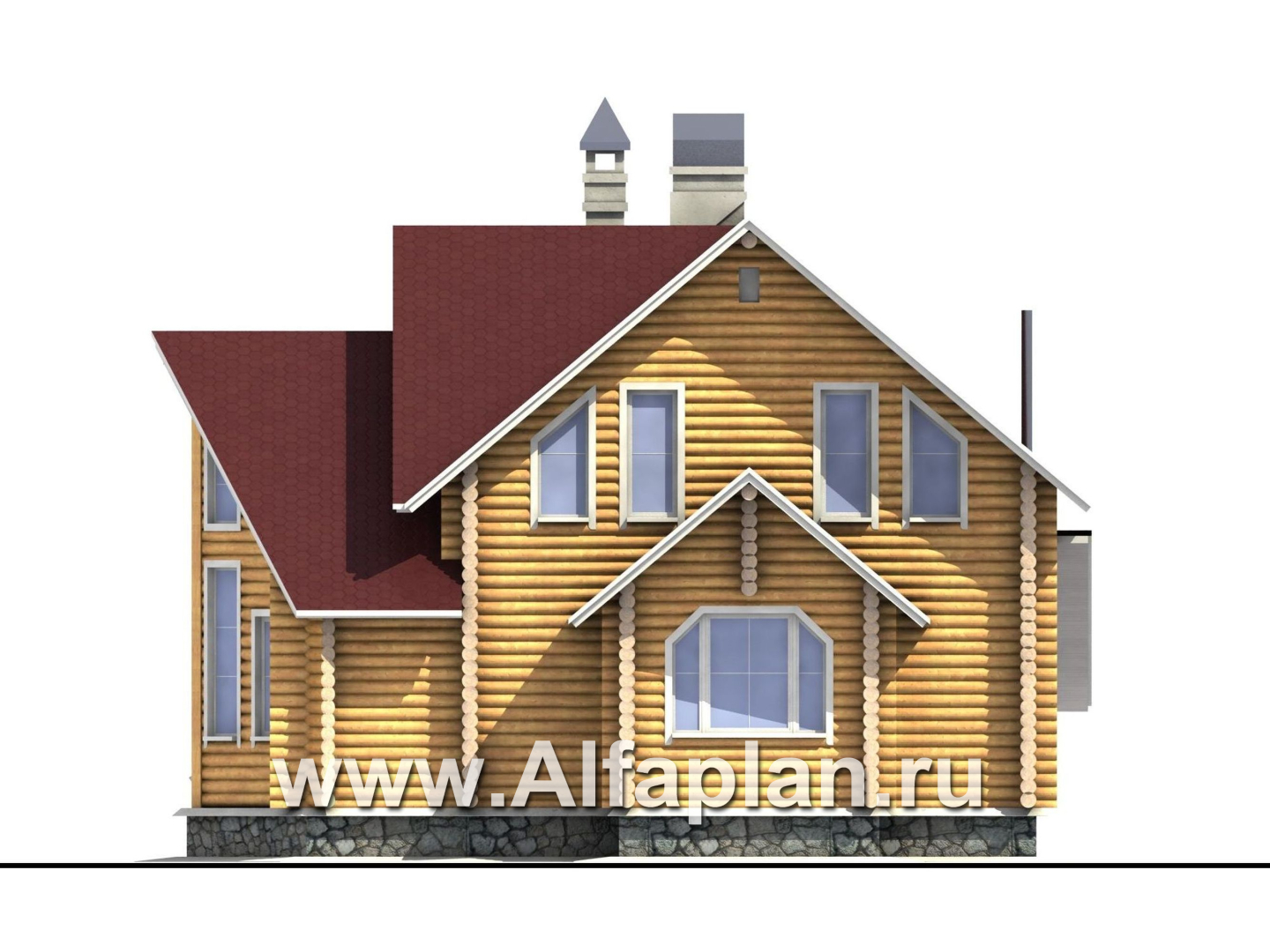 Проекты домов Альфаплан - «Л-Хаус» - деревянный дом с навесом для машины - изображение фасада №2