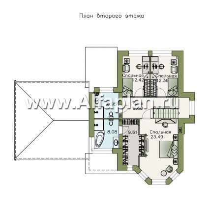 Проекты домов Альфаплан - «Безоблачный край» - коттедж с эркером и навесом для машин - превью плана проекта №2