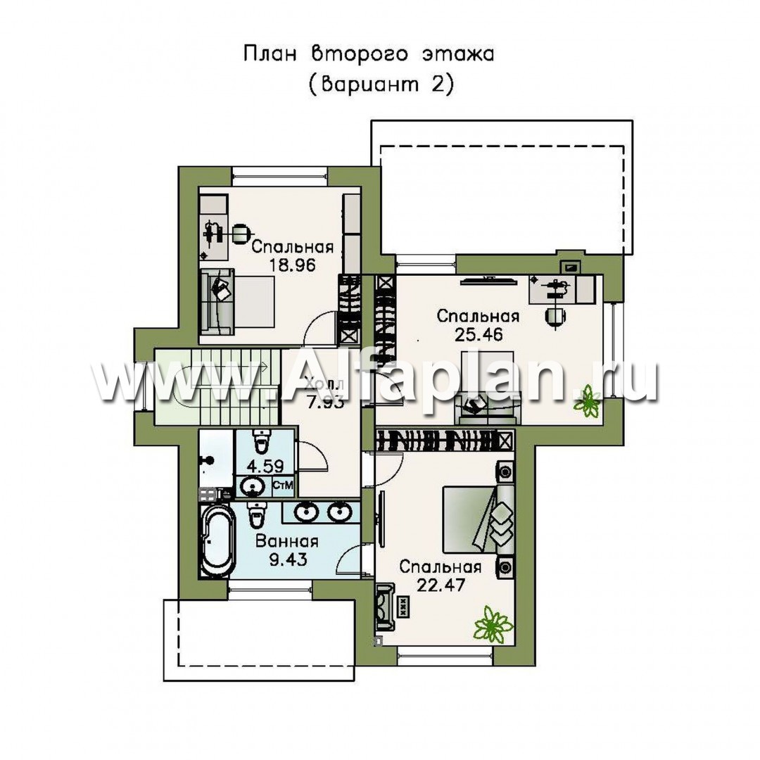 Проекты домов Альфаплан - «Северная корона» - двуxэтажный коттедж с элементами стиля модерн - изображение плана проекта №3