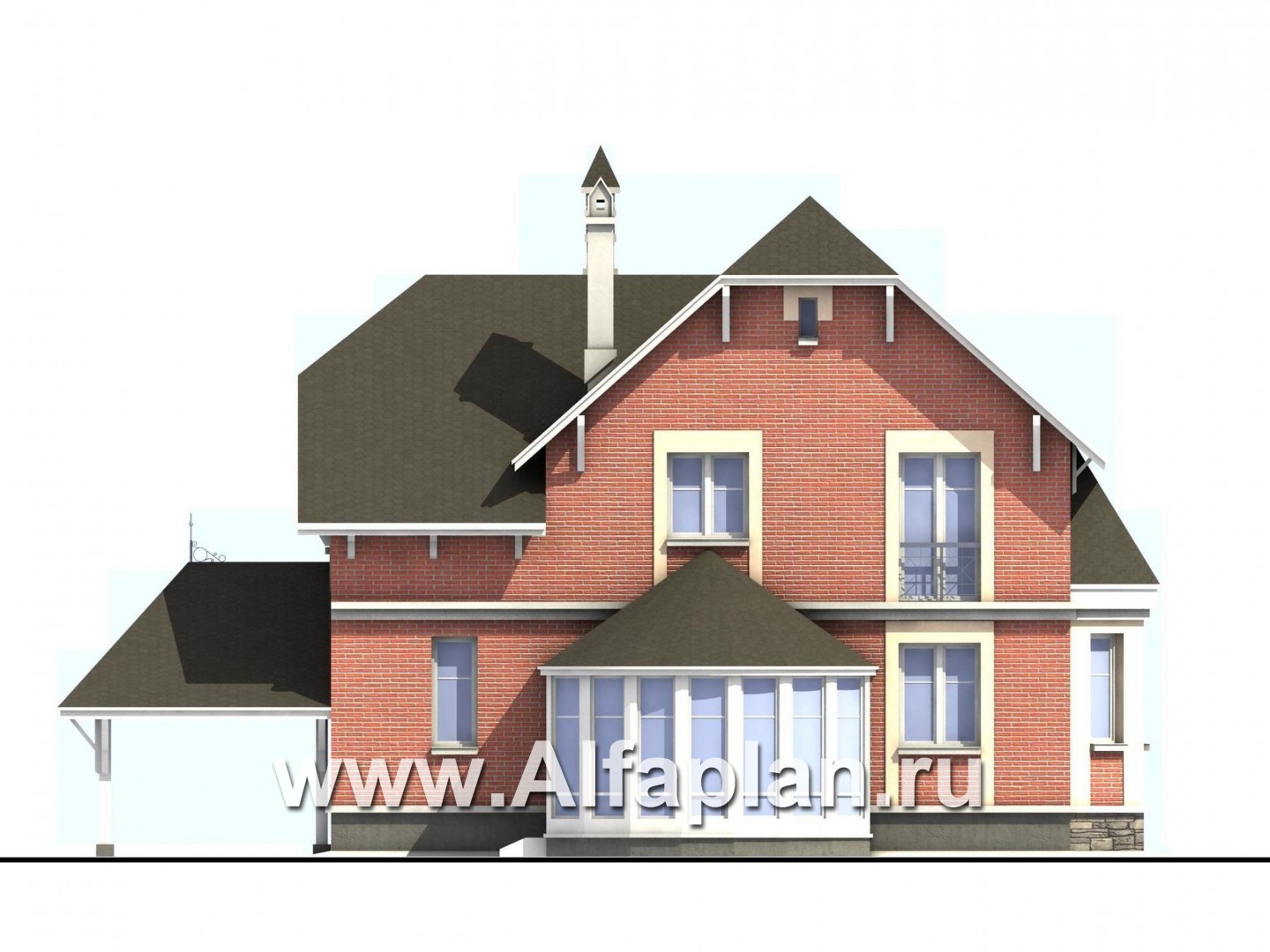 Проекты домов Альфаплан - «Фаворит» - современный коттедж с высоким эркером - изображение фасада №4