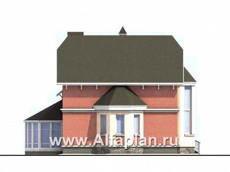 Проекты домов Альфаплан - «Фаворит» - современный коттедж с высоким эркером - превью фасада №3