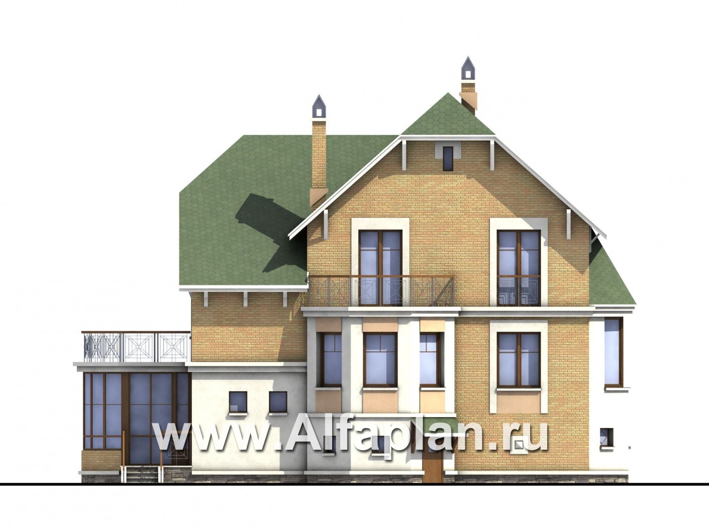 Проекты домов Альфаплан - «Крестный Пачино»  - фешенебельный загородный дом - изображение фасада №4
