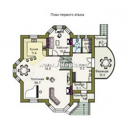 Проекты домов Альфаплан - «Крестный Пачино»  - фешенебельный загородный дом - превью плана проекта №2
