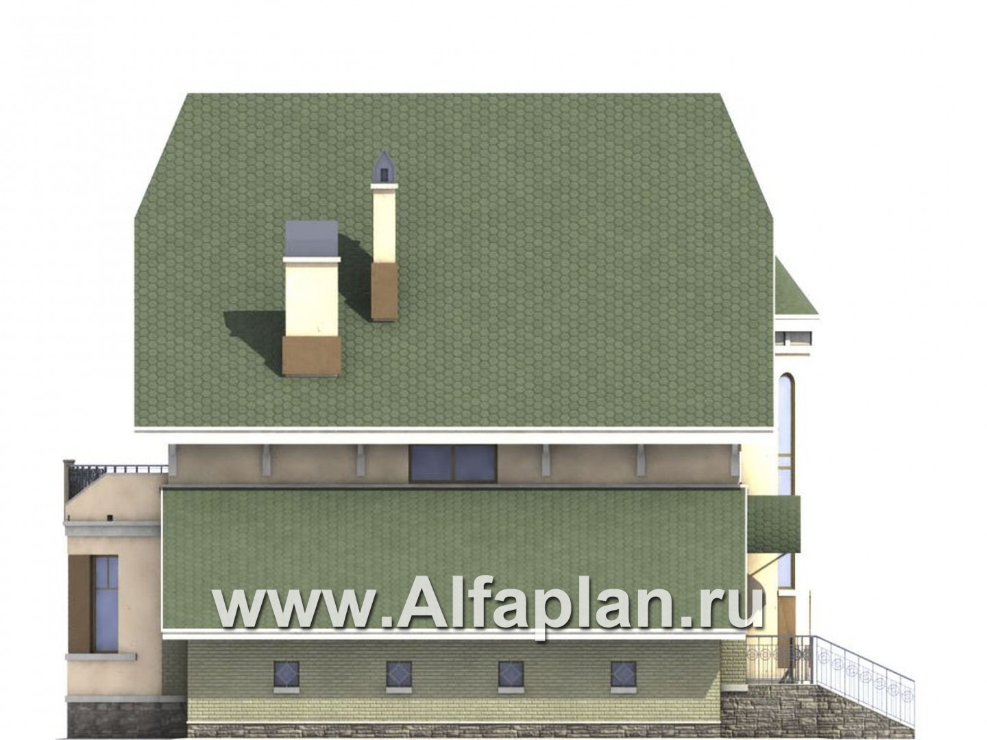 Проекты домов Альфаплан - «Барби-Холл»  - коттедж с полукруглым эркером - изображение фасада №3