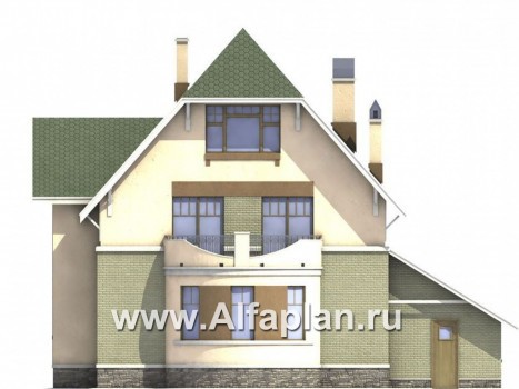 Проекты домов Альфаплан - «Барби-Холл»  - коттедж с полукруглым эркером - превью фасада №4