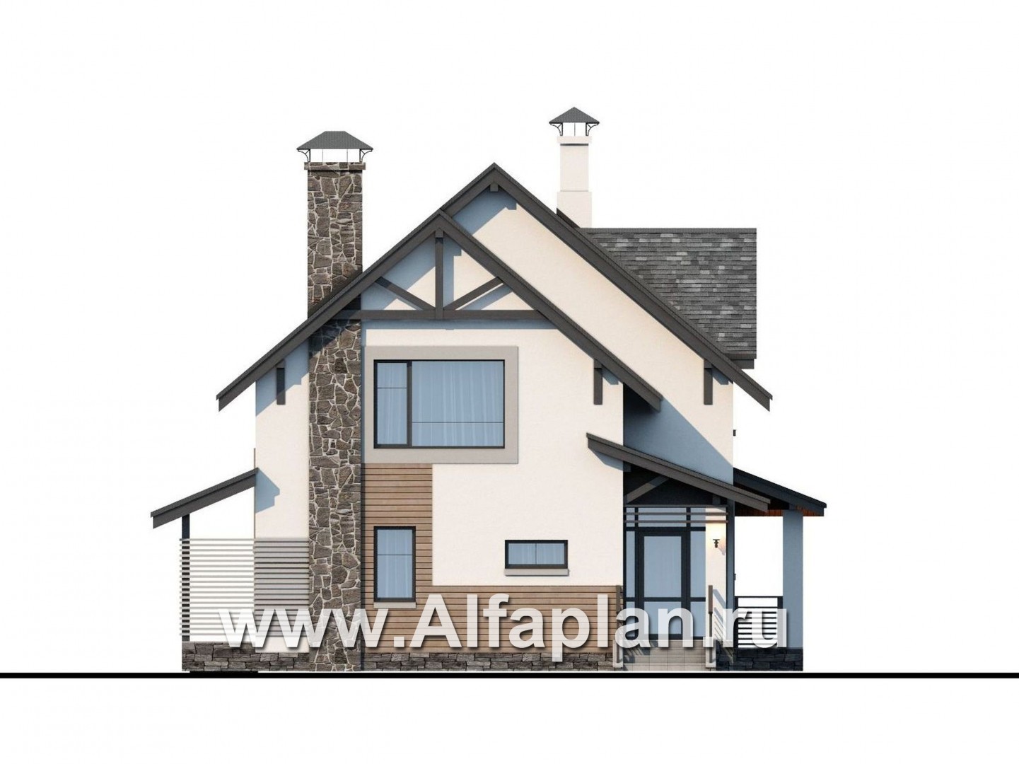 Проекты домов Альфаплан - «Роза ветров» - современный загородный дом в скандинавском стиле - изображение фасада №1
