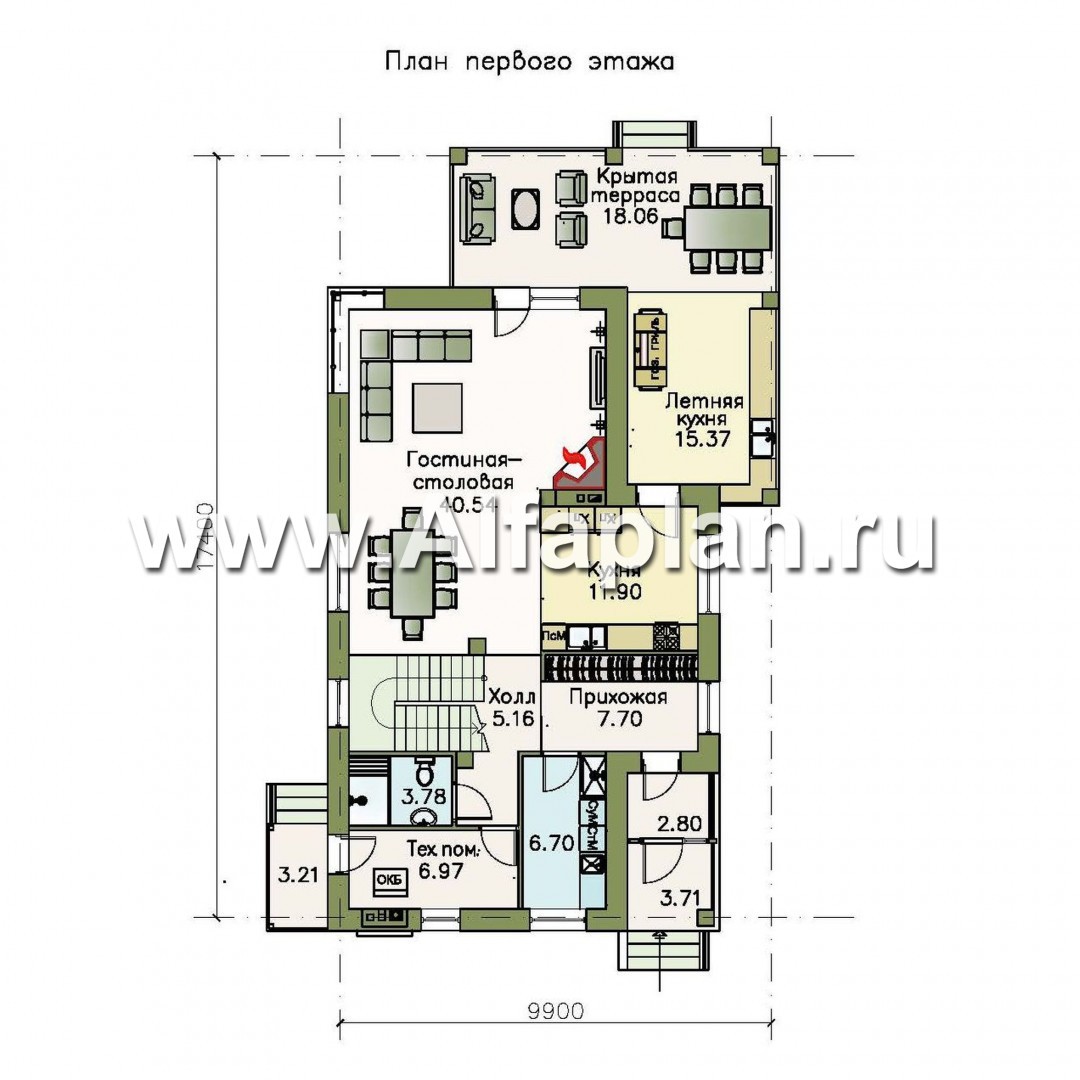 Проекты домов Альфаплан - «Роза ветров» - современный загородный дом в скандинавском стиле - изображение плана проекта №1