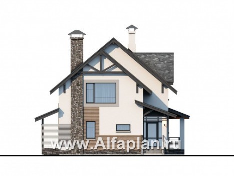 Проекты домов Альфаплан - «Роза ветров» - современный загородный дом в скандинавском стиле - превью фасада №1