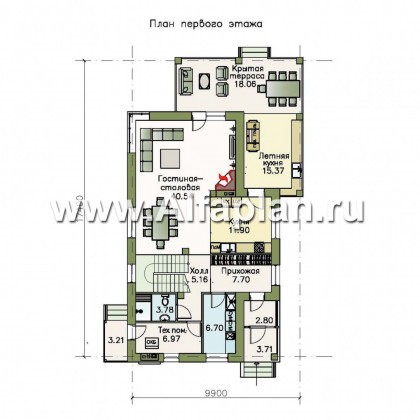 Проекты домов Альфаплан - «Роза ветров» - современный загородный дом в скандинавском стиле - превью плана проекта №1