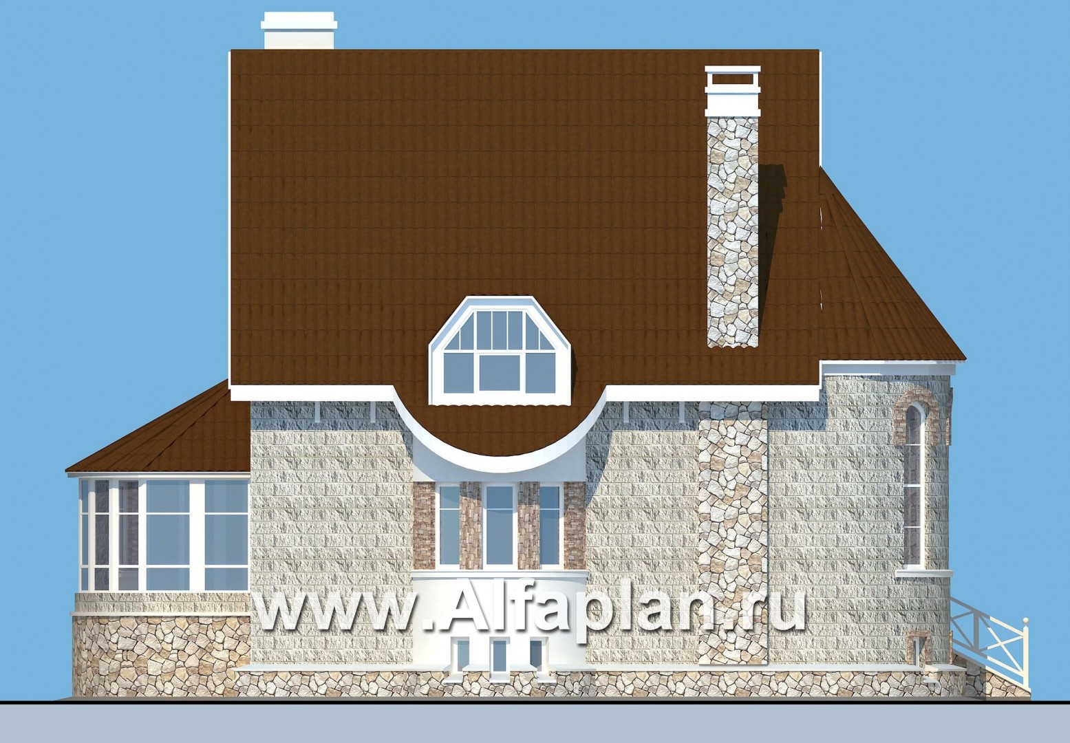 Проекты домов Альфаплан - «Квентин Дорвард» - коттедж с романтическим характером - изображение фасада №3