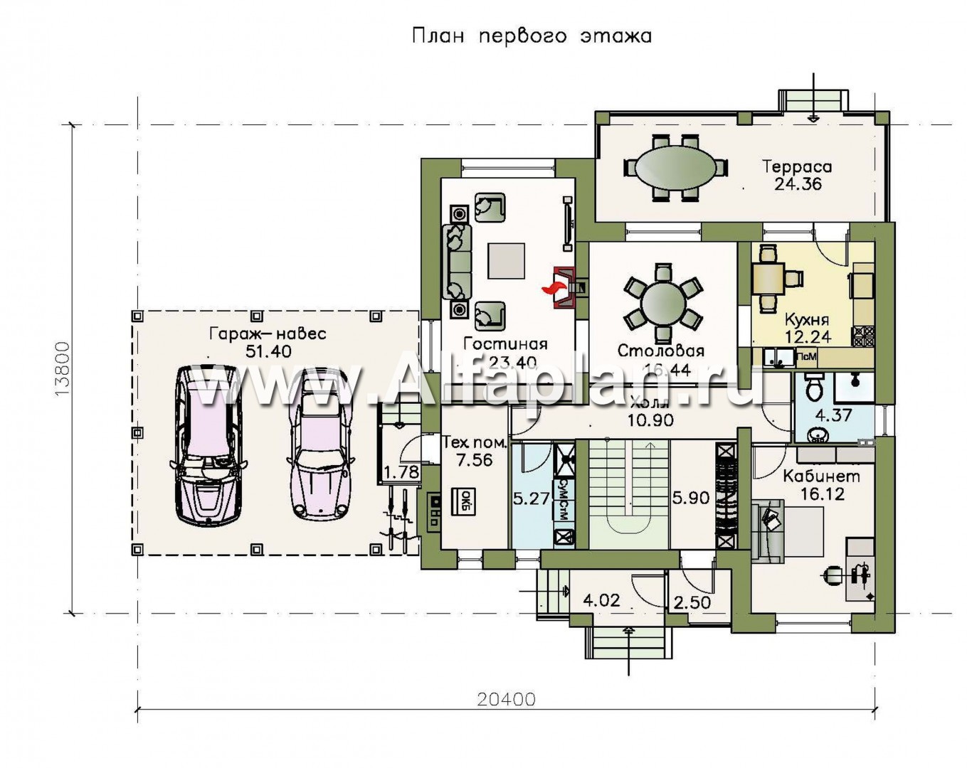 Проекты домов Альфаплан - «Айвенго»- двуxэтажный особняк с мансардой и навесом для машин - изображение плана проекта №1