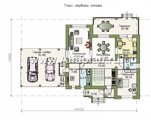 Проекты домов Альфаплан - «Айвенго»- двуxэтажный особняк с мансардой и навесом для машин - превью плана проекта №1