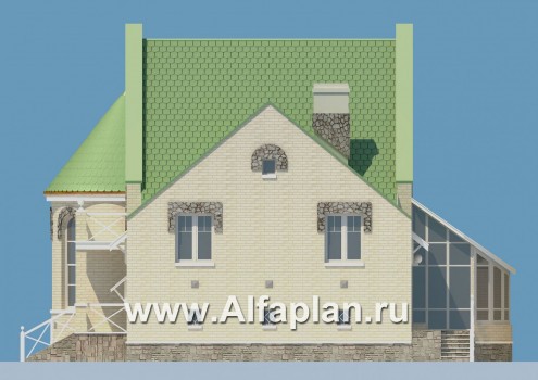 Проекты домов Альфаплан - «Онегин» - представительный загородный дом в стиле замка - превью фасада №2