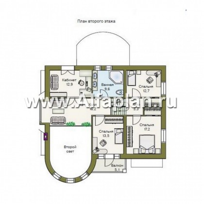 Проекты домов Альфаплан - «Онегин» - представительный загородный дом в стиле замка - превью плана проекта №2