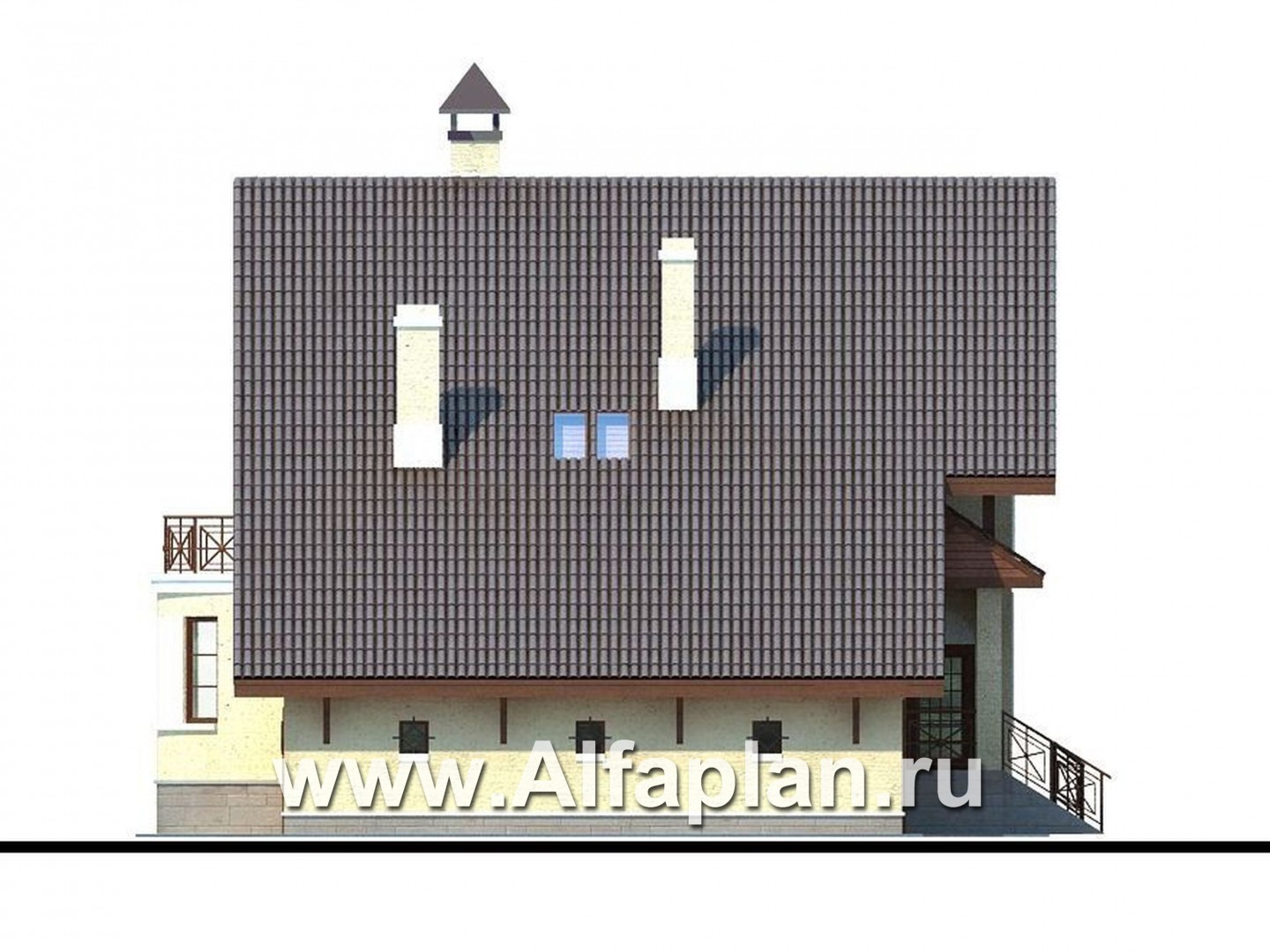 Проекты домов Альфаплан - «Оптимус» - оптимальный коттедж с двускатной кровлей - изображение фасада №3