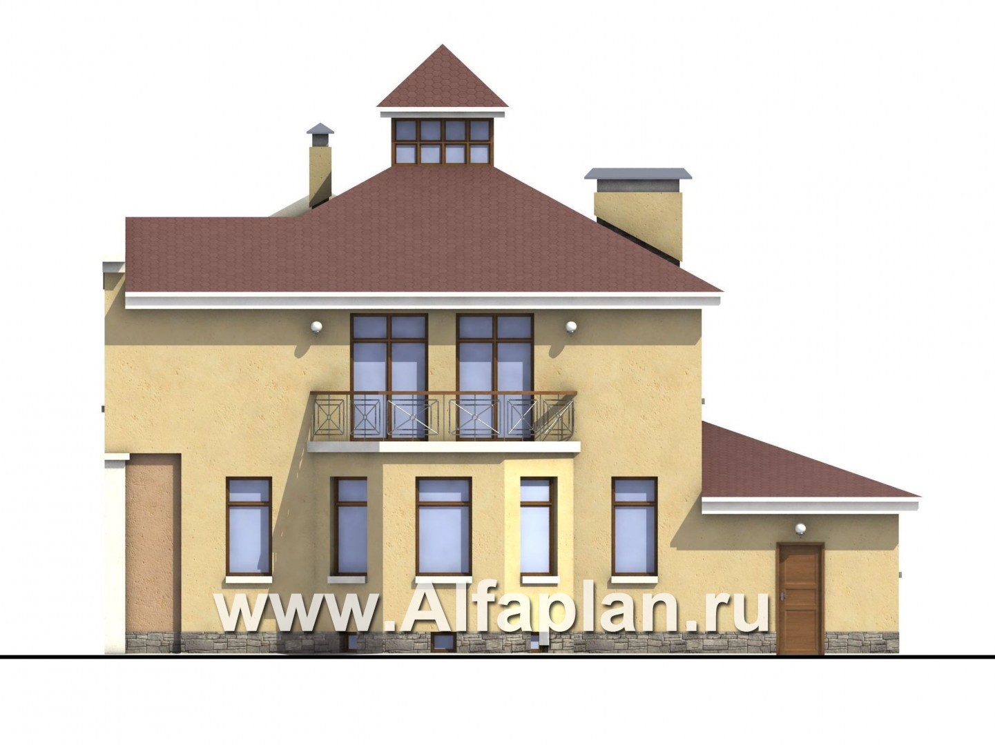 Проекты домов Альфаплан - «Принцесса на горошине»  - представительный трехэтажный особняк - изображение фасада №4